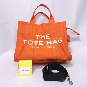 Marc Jacobs The Tote Bag Medium Canvas Electric Orange Handbag & Crossbody Strap